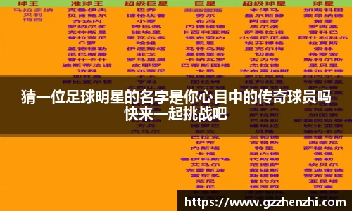猜一位足球明星的名字是你心目中的传奇球员吗快来一起挑战吧